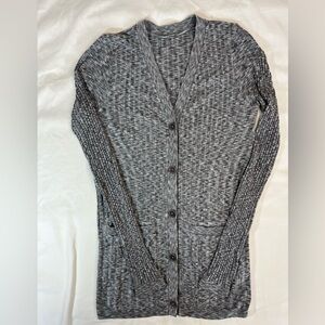 Athleta Revolve Gray Cardigan Sweater Ribbed Long Pockets Women’s Small